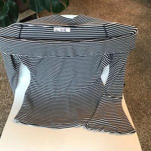 Off the shoulder black and white blouse, size L